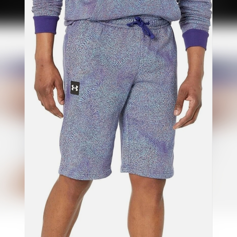 Under Armour UA Rival Fleece Printed Shorts Men's Sonar Blue Size Medium